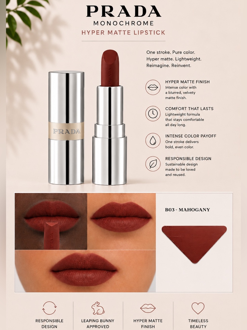 PRADA Hyper Matte Mini Lipstick B03 Mahogany
